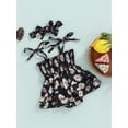 thumbnail image 3 of Seyurigaoka 2 Pcs Newborn Girl Dress Romper Outfits, Sleeveless Daisy Printed Pleated Tie-Up Sling Bodysuit + Cute Headband Set, 3 of 8