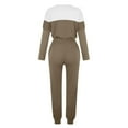 thumbnail image 4 of BLOCLOALO 2 Piece Lounge Set Pullover Crewneck Sweater Women's Outfit Crewneck Pullover Tops and Long Pants Sweatsuits with Sweatpants Long Sleeve Tops Drawstring Pants Comfy Lounge Set Khaki Xl, 4 of 5