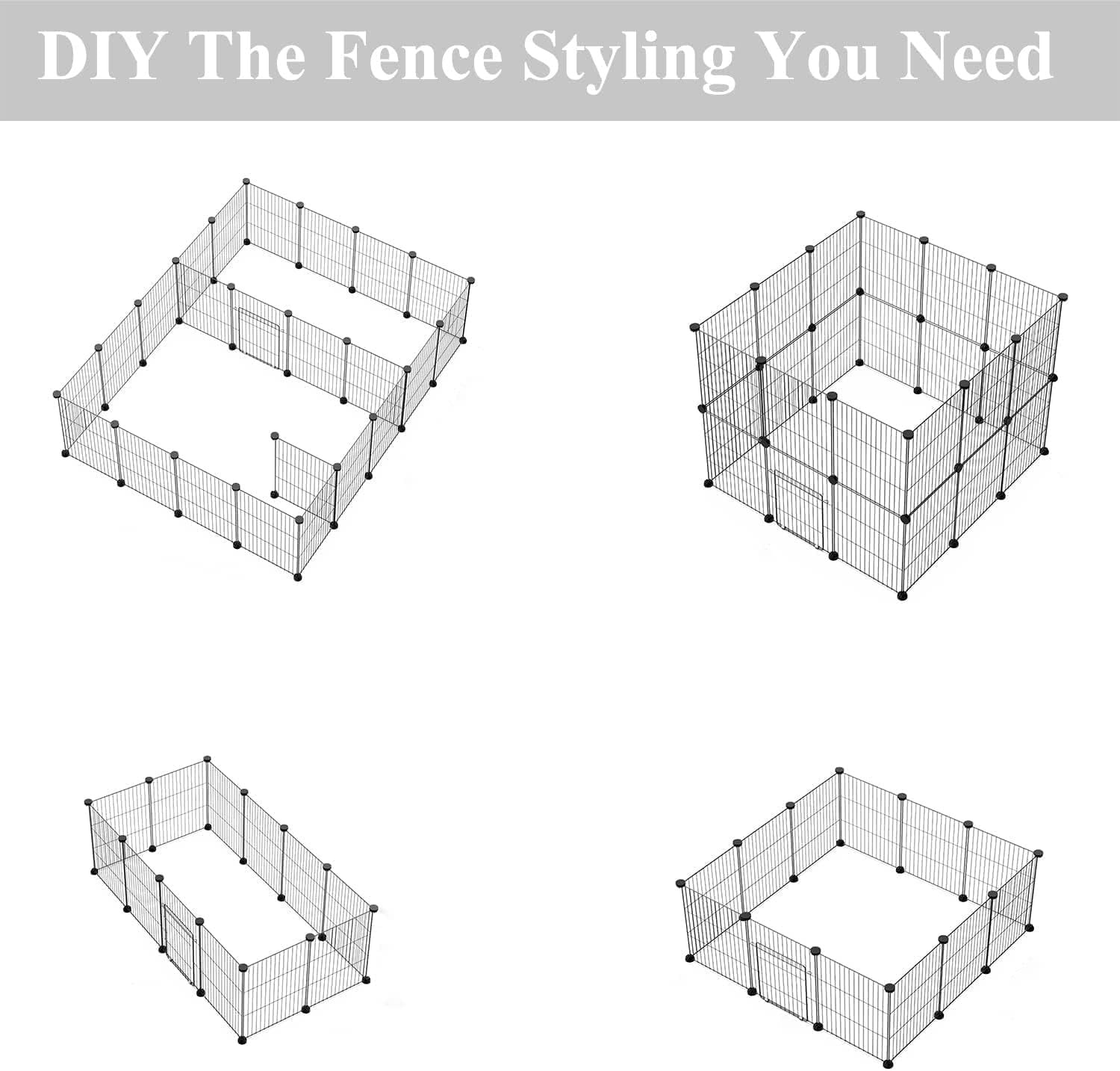 Small Animal Playpen, Metal Fence for Indoor Outdoor Use, Portable Metal Wire Yard Fence,DIY Wire Fence for Small Animal, Guinea Pigs, Bunny, Turtle, 12 Panels (14x14 Inches)