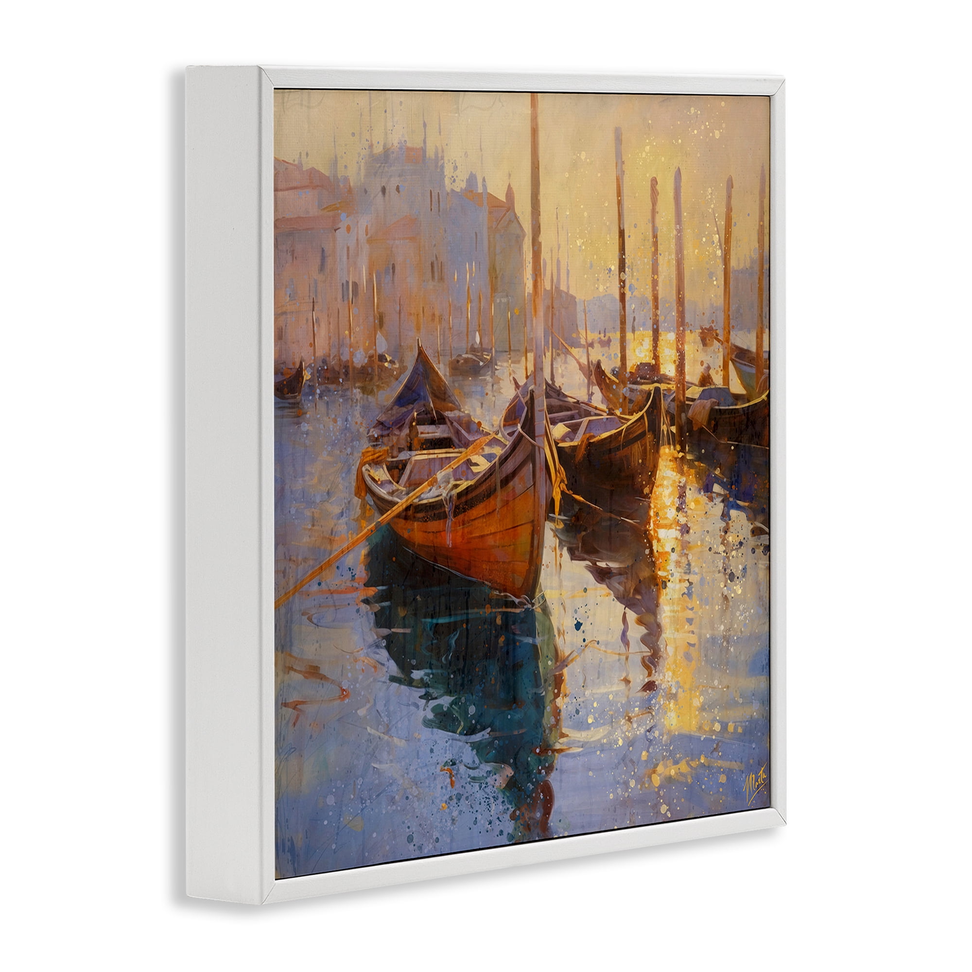 Stupell Industries Speckled Venice Boats White Framed Giclee Art, design by Marta Wiley