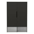 thumbnail image 2 of Rosie Armoire, Two Open Shelves, Double Door, Five Shelves, Hanging Rod Black / White, 2 of 5