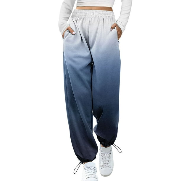 Pantalones deportivos Prolriy para mujer, pantalones de moda para mujer, pantalones deportivos casuales con estampado degradado, bolsillos, cintura alta, deportivos, para gimnasio, ajuste atlético,