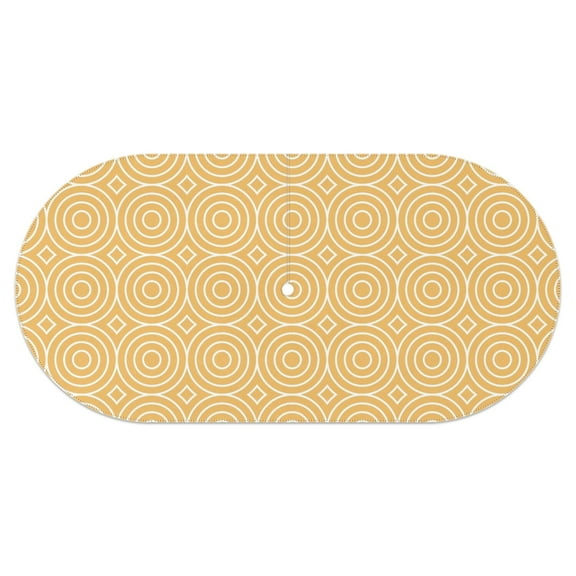 Outdoor Oval Waterproof Yellow Geometry Tablecloth with Umbrella Hole and Zipper,Reusable Indoor/Outdoor Durable Table Cover for Patio, Party, Picnic 60 X 120 Inch