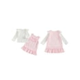 thumbnail image 2 of BemeyourBBs Toddler Baby Girls 2 Piece Big Sister Outfit Long Sleeve Crew Neck T-shirt with Plaid Overall Dress Spring Fall Winter Clothes, 2 of 9