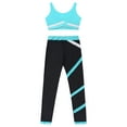 thumbnail image 4 of RUNQHUI Kids Girls 2-Piece Sport Outfit Gym Clothes Crop Tank Top with Athletic Leggings Running Blue Green 10, 4 of 5
