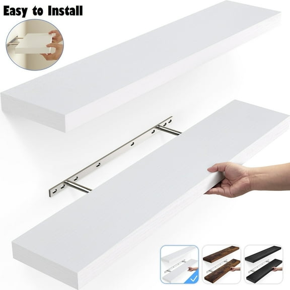 Ophanie 22.5 inch Wood Floating Shelves Wall Mounted Shelves, 6.7 x 23 Inch, White, Set of 2