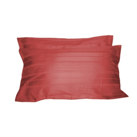 Organic Cotton Sateen Pillow Cases - Just Linen 300 Thread Count 100% Cotton Sateen, Stripe, Pack of 2 Queen Pillowcases