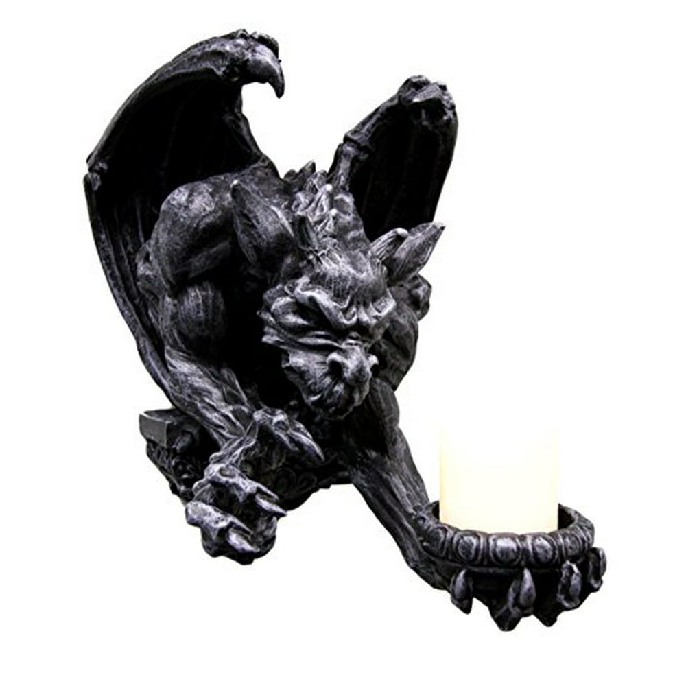 Winged Guardian Gargoyle Decorative Candleholder Wall Sculpture 12.5