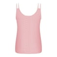 thumbnail image 5 of Frostluinai Summer Tank Tops for Women Scoop Neck Pleated Eyelet Embroidery Tanks Double Spaghetti Strap Camisoles Solid Banded Bottom Camis, 5 of 6