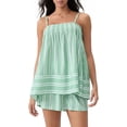 thumbnail image 1 of Ensemble de Pyjama Rayé Y2K pour Femmes, 2 Pcs, Camisole, Hauts Babydoll et Boxeurs Rayés Assortis, Ensemble de Détente, 1 of 8