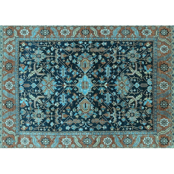 Ahgly Company Indoor Rectangle Oriental Light Blue Industrial Area Rugs, 3' x 5'