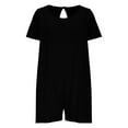 thumbnail image 4 of Summer Rompers for Women Plus Size Jumpsuit Casual Loose Summer Women's Fashion Short Sleeve Crew Neck Waisted Backless Onesie S-2XL, 4 of 8