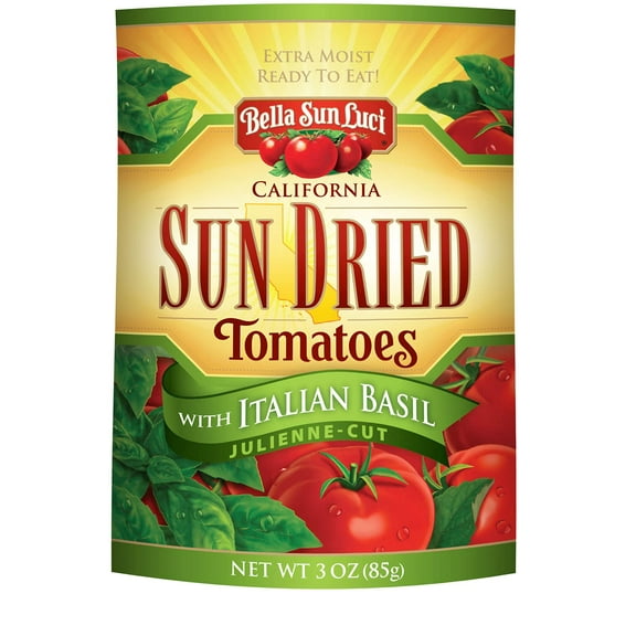 Bella Sun Luci: Sun Dried Tomatoes with Italian Basil Julienne Cut, 3 Oz (Pack of 12)