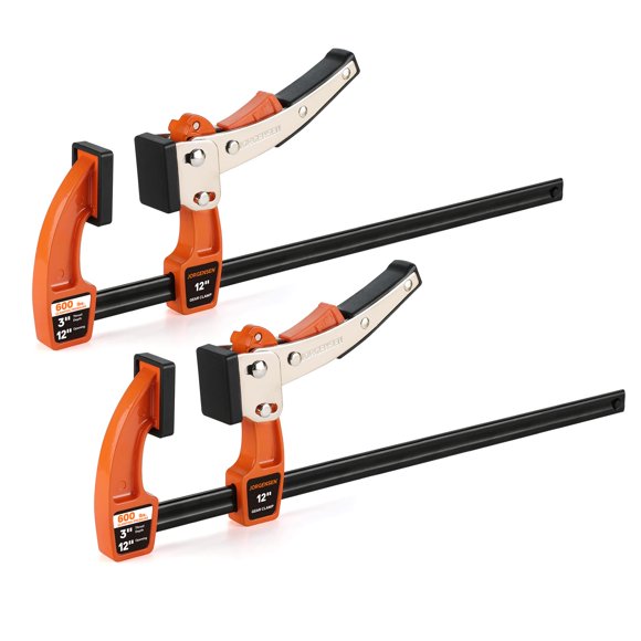 Jorgensen 12-inch Bar Clamp Set, Bar Clamp for Woodworking, Quick Release Gear Clamp with 600 lbs Load Limit - 2 Pack