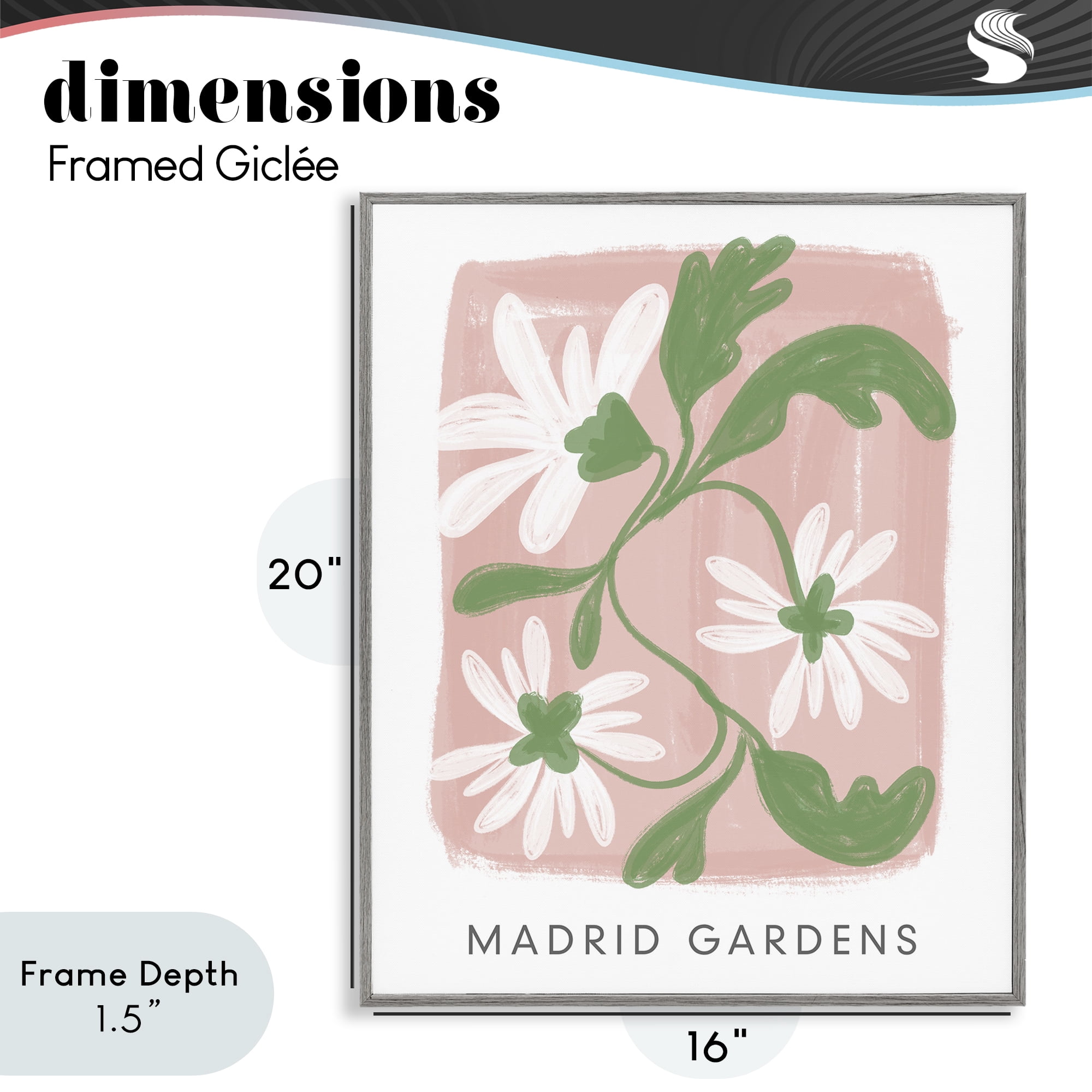 Stupell Industries Madrid Gardens Pastel Blooms Gray Framed Giclee Art, design by Lucille Price