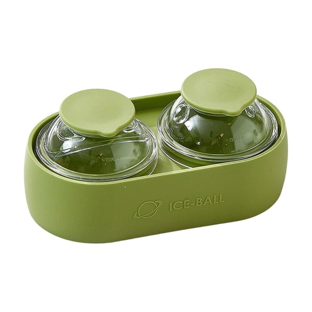 Molde grande para bolas de hielo para whisky y cócteles. Molde de silicona de doble cavidad para hacer esferas de hielo para bebidas de fusión lenta. Tapa ajustada. Bandeja para bolas de hielo para