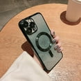 thumbnail image 2 of Compatible with iPhone 14 Pro Max Case,Luxury Magnetic Glitter Plating Bling Sparkle Shiny Bumper with Camera Protector Back Cover,Compatible with MagSafe for Women Girls-Green, 2 of 12