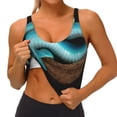 thumbnail image 3 of Zufioo Blue Viper Snake Print Women's Sports Vest, U-shaped Removable Chest Pad Sports Backless Top, Suitable for Fitness and Bodybuilding, Leisure and Daily Life-Small, 3 of 8