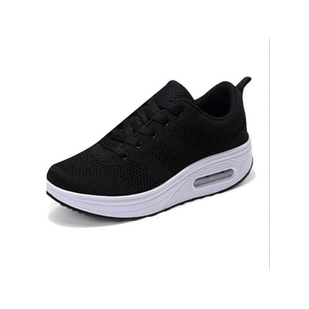 

Fangasis Womens Athletic Shoes Sport Sneakers Breathable Trainers Ladies Walking Shoe Gym Non-Slip Fitness Workout Flats Black 5.5