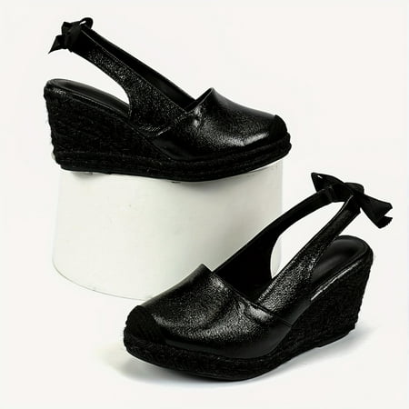 

Womens Fashionable Espadrille Wedge Sandals - Closed Toe Bandage Design with Adjustable Slingback - Stylish Platform Summer Shoes