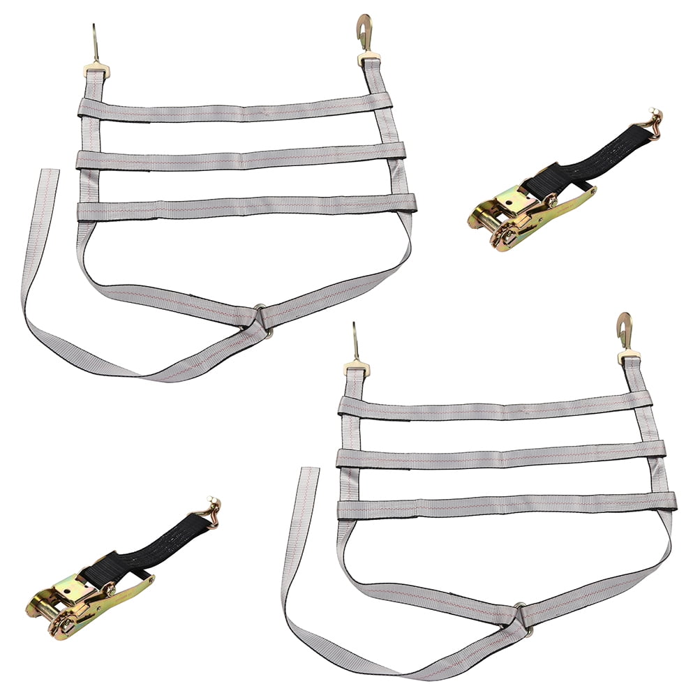 SCITOO Grey Car Dolly Wheel Net Tire Basket Tow Strap Snap Hook with Ratchet Set of 4