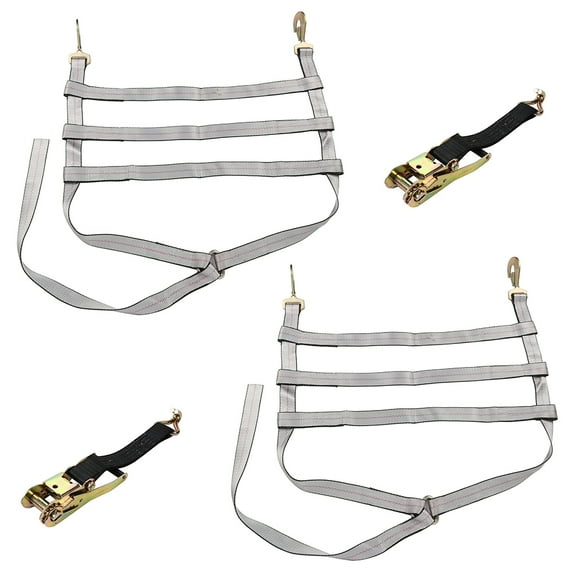 SCITOO Grey Car Dolly Wheel Net Tire Basket Tow Strap Snap Hook with Ratchet Set of 4