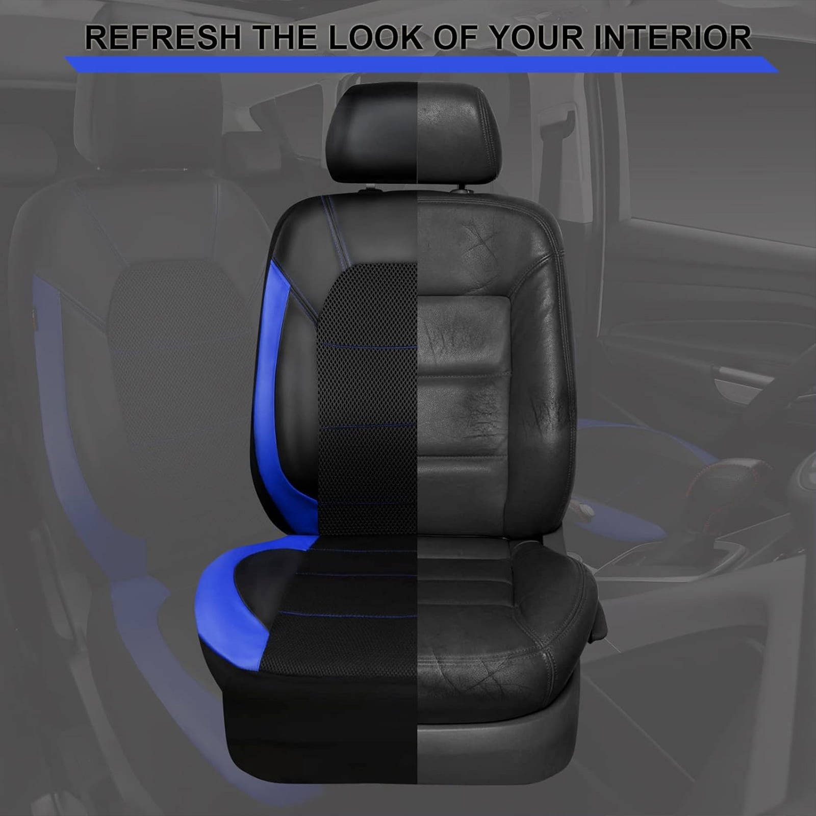 CAR GRAND Leather car seat covers air mesh breathable universal fit airbag compatible car, SUV, truck and van