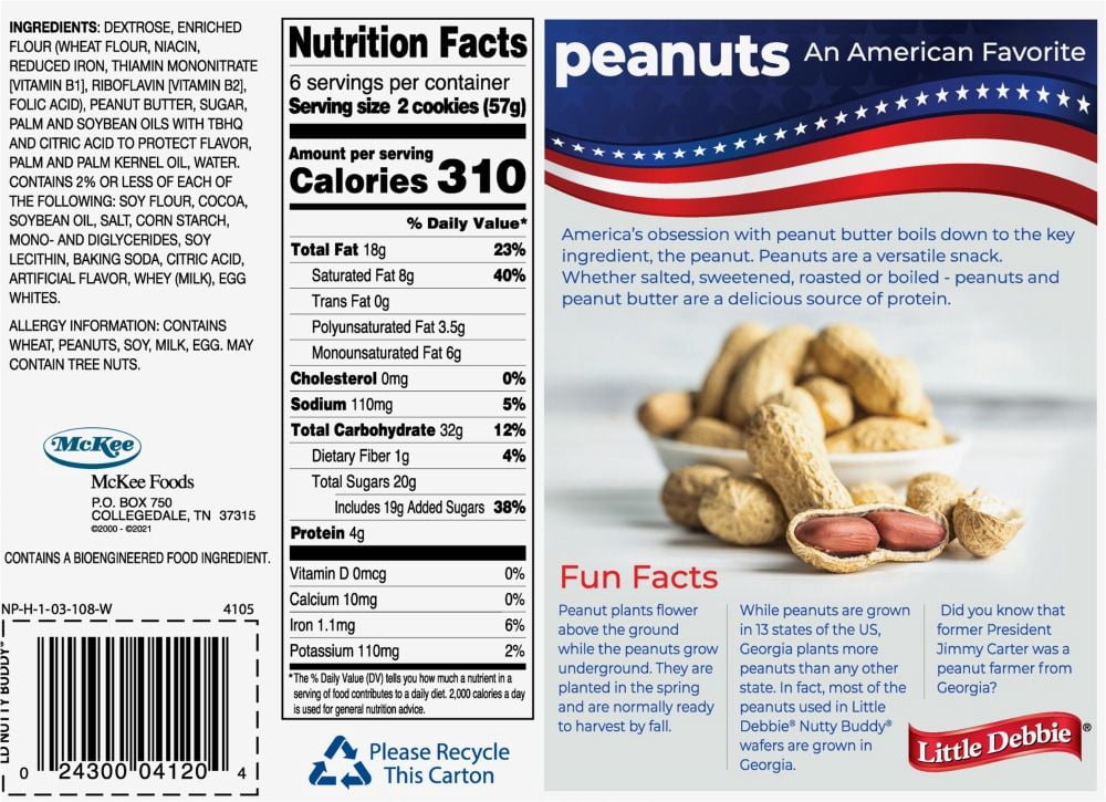Little Debbie Nutty Buddy Peanut Butter Wafer Bars 12 ct / 1 oz - Pack of 3