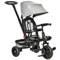 thumbnail image 2 of Qaba Baby Tricycle 5 In 1 Trike, Reversible Angle Adjustable Seat Removable Handle Canopy Handrail Belt Storage Footrest Brake for 1-5 Years Old Gray, 2 of 9