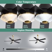 Cusp Barn 52 Modern Indoor Ceiling Fan with LED Lights and Remote Control, DC Motor 6 Speeds, Gold Finish, Reversible Blades
