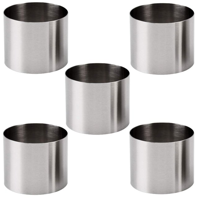 Goeielewe 5 Piezas De Anillos Redondos Para Pasteles Molde Mini Anillo Para Pasteles Y Pastelería De 2 Pulgadas Juego De Anillos Para Postre De Mousse De Acero Inoxidable Cortador De Galletas Y Gallet