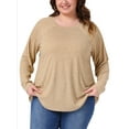 thumbnail image 1 of Blusa de Talla Grande para Mujeres, Camisas de Manga Larga con Cuello Redondo, Tops Tunic de Corte Holgado 3X Caqui, 1 of 6