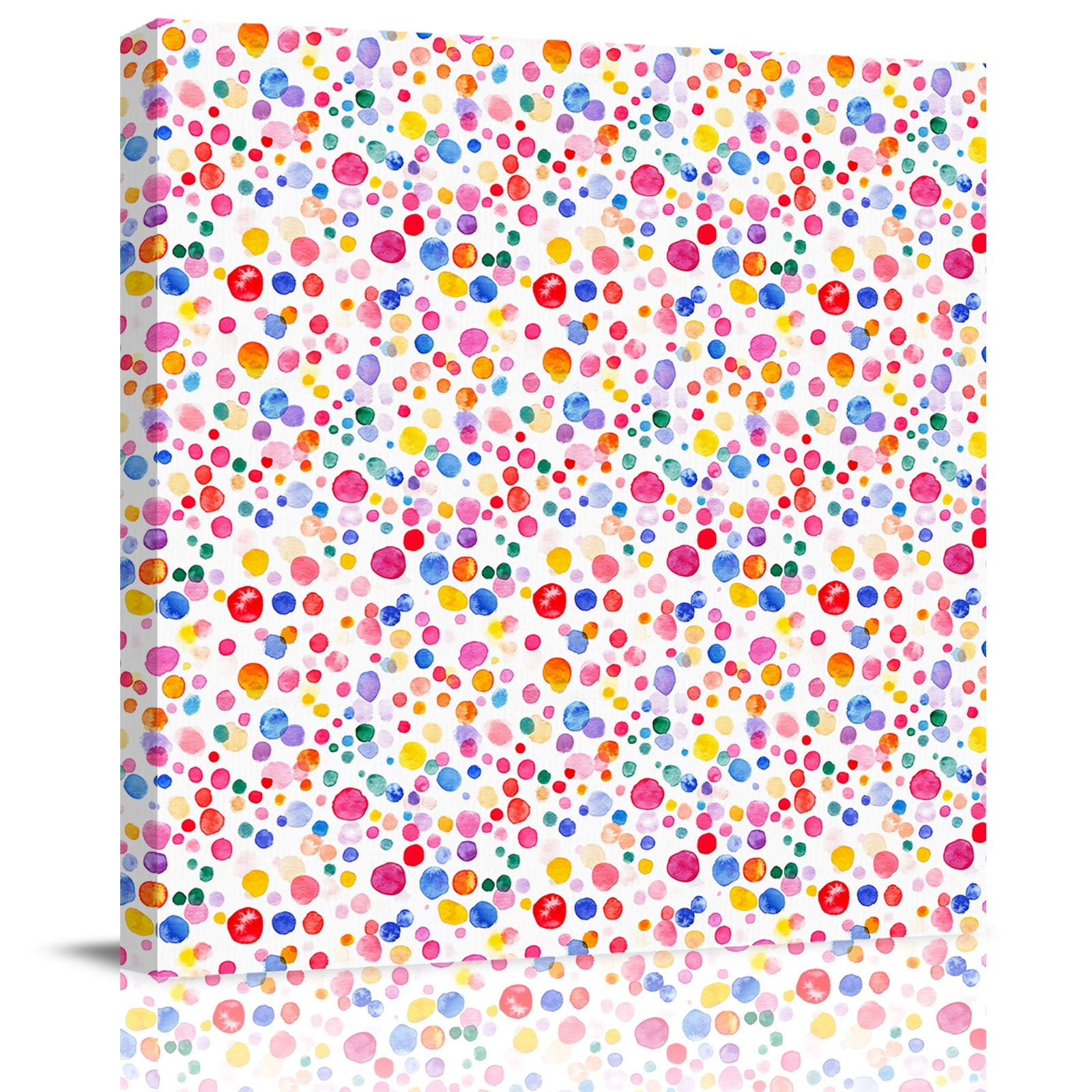 Wall Art Prints Colorful Polka Dot Framed Canvas Prints for Bedroom Living Room Bathroom Office Rainbow Watercolor Polka Dots Gallery Wrap Wall Art Poster for Gifts Home Decor 8 x8