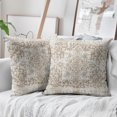 thumbnail image 4 of Boho Ethnic Pillow Covers 18x18 Inch Set of 2 Brown White Carpet Throw Pillows For Couch Bohemian Coffee Tan Geometric Rug Decorative Pillow Cases Farmhouse Home Decor For Sofa Porch Patio Outdoor, 4 of 6