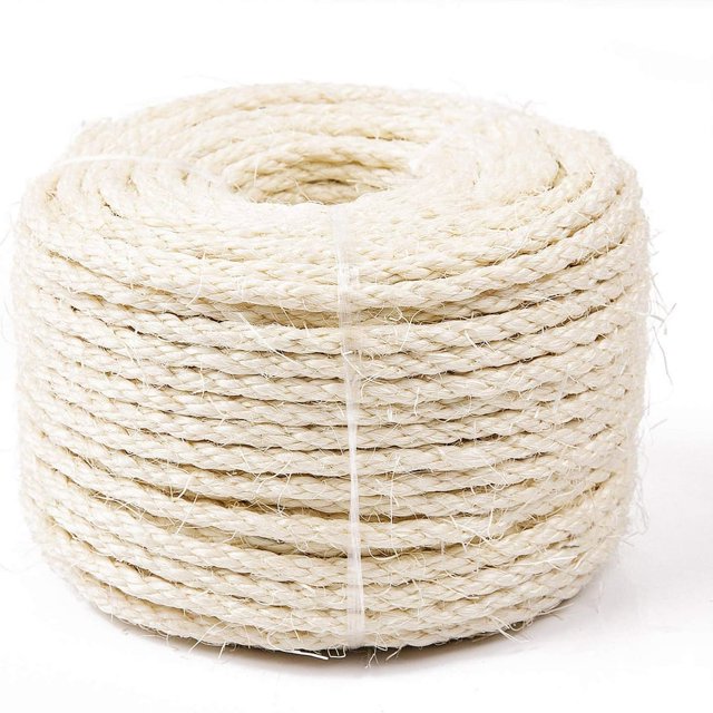 Cat Natural Sisal Rope for Scratching Post Tree Replacement Hemp Rope for Repairing Recovering or DIY Scratcher 6mm Diameter