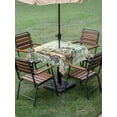 thumbnail image 4 of Outdoor Tablecloths with Umbrella Hole & Zipper, Eucalyptus Trucks 54x54 Inch Square Tablecloths, Spring Farmhouse Floral Sage Green Plaid Waterproof Table Cloth, Patio/Pool/Picnic Table Covers, 4 of 8