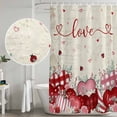 thumbnail image 4 of Pink Valentines Shower Curtain Set - Extra Long 72" x 96" Washable Bathtub Curtain with 12 Hooks, Vintage Love Heart Eucalyptus Botanical Waterproof Fabric Shower Curtains for Bathroom/Bathtub Décor, 4 of 6