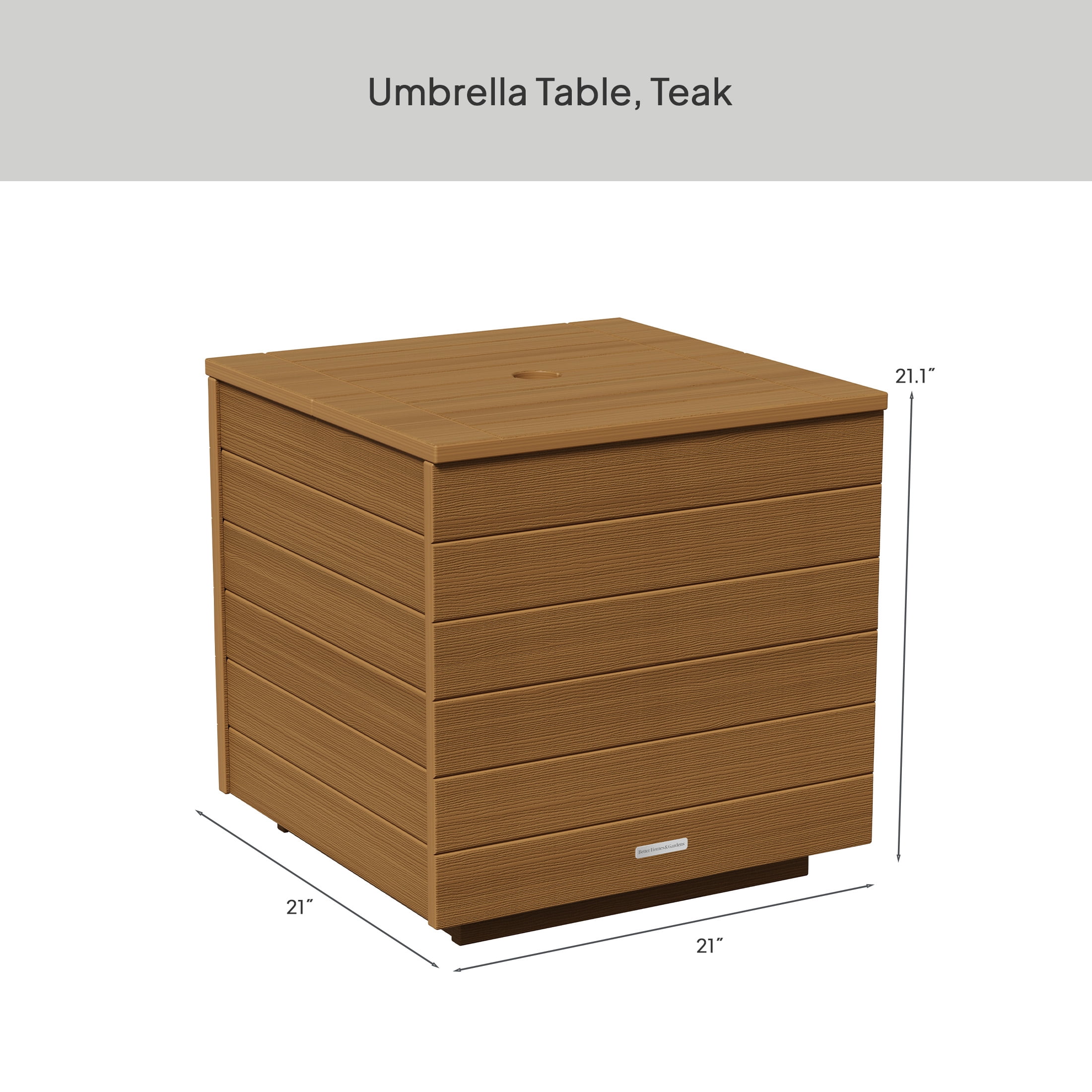 Better Homes & Gardens Ezra Outdoor HDPE Umbrella Table, Teak