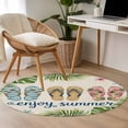 thumbnail image 4 of Summer Slippers Round Area Rug 3.3Ft Washable Circle Rugs for Dining Room Table, Tropical Botanical Palm Leaves Rustic Non-Slip Carpet Floor Mats Indoor Outdoor Carpet Runner Aesthetic Home Decor, 4 of 8