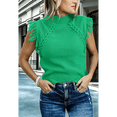 thumbnail image 4 of Suéter Sin Mangas para Mujer, Cuello Alto, Punto , Flecos, Mangas , Estilo Bohemio, Moderno, Verde, Talla M, 4 of 10