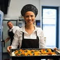 thumbnail image 5 of 2 Pieces Chef's Toque Chef Hat Kitchen Cap Cuisine Black Adjustable Catering Hairnet Reusable Mesh Restaurant Beanie, 5 of 5