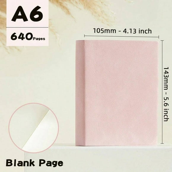 Cahier Super Épais (640 Pages) A6 Papeterie Créative Blocs-Notes Vierges Couverture en Pu Fournitures Scolaires et de Bureau (Croquis et Graffiti)