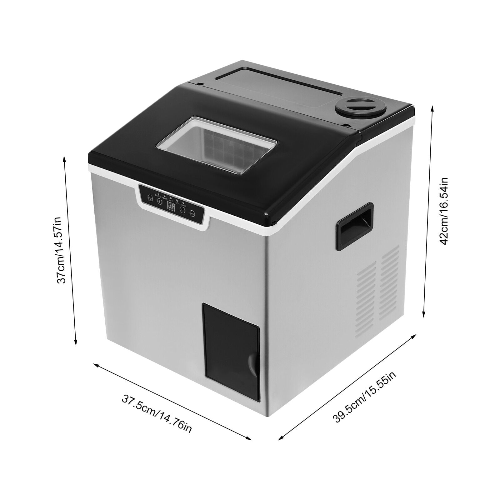 TFCFL 1000g Tabletop Square Crushed Ice Cube Maker Electric Ice Maker Crusher 30-Stainless Steel 150-180W 40kg/Day