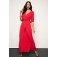 thumbnail image 2 of Roaman's Women's Plus Size Flutter Sleeve Wrap Maxi Dress, 2 of 5