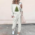 thumbnail image 2 of ChaoHeng Women's Christmas Fashionable Loose Print Long Sleeve Round Neck Drawstring Casual Sets(White,S), 2 of 4