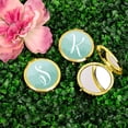 thumbnail image 2 of Koyal Wholesale Gold Compact Mirror Bridesmaid's Wedding Gift, Aqua Watercolor Rustic Trees, Monogram Letter S, 1-Pack, 2 of 5