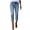 Blue, variant on Womens Cropped Jeans Distressed Hem High Waist Slim Fit Classic Denim Texture Pants Casual Street Style Daily Errands Timeless Trousers
