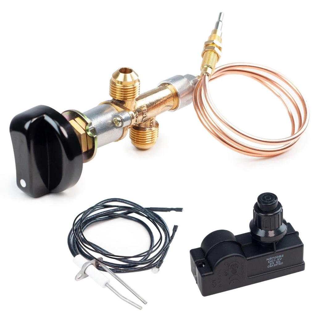 Sinyiin 5Pieces Gas Control Valves and Electrode Igniter Set Metal Texture for Fire Pits