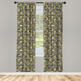 thumbnail image 5 of Ambesonne Indie Window Curtains, Stripes Tropical Bananas, Each 28" W x 84" L, Black White Yellow, 5 of 5