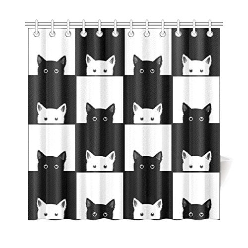 MKHERT Black White Cat Shower Curtain Home Decor Bathroom Shower